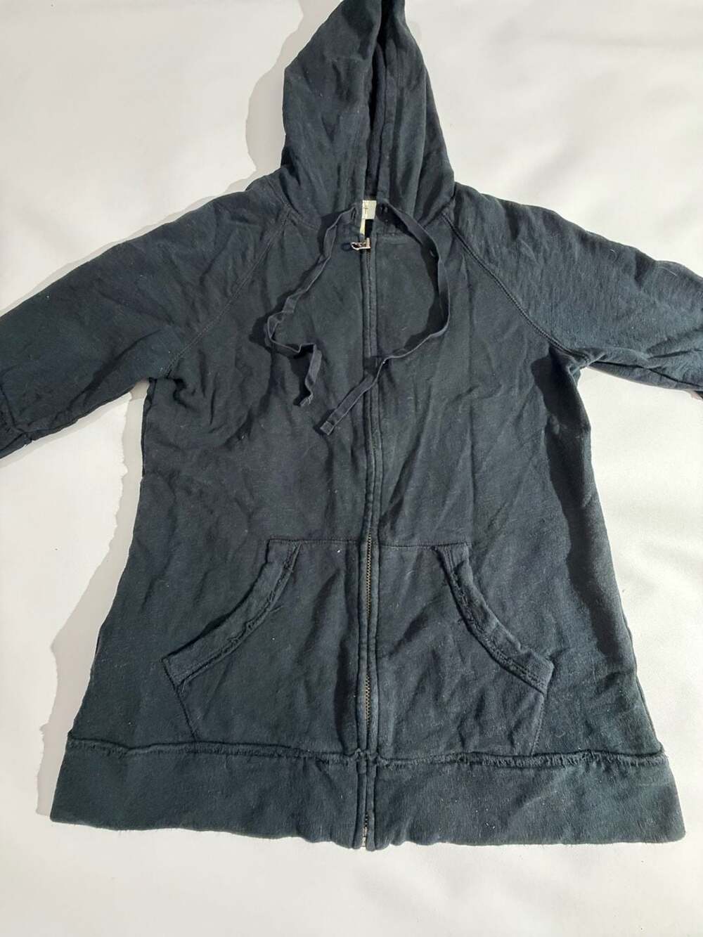 Ann Taylor Loft Hoodie Black Size M Zip Up Soft Cozy Y2K Minimal Casual
